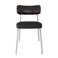 4 Unidades Cadeira Alloa Fixa Com 4 Pés 50 X 44,7 X 83,8 Cm Pés Brancos - Corriente Grafite Courino Café - Branco Epoxi - 5