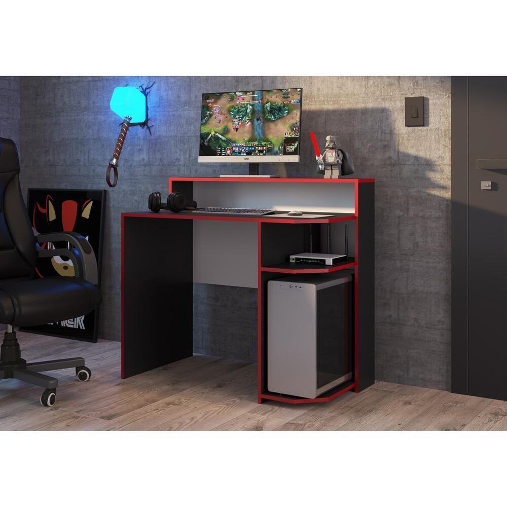 Mesa Gamer Com Suporte Para Cpu Multimóveis Cr25237 Preto Preto - 2