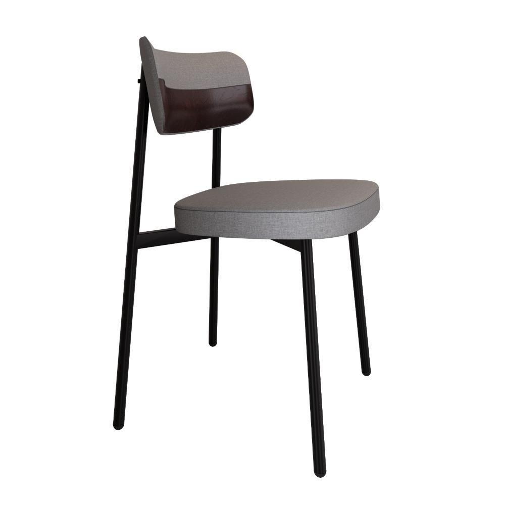 Cadeira Alloa Fixa Com 4 Pés 50 X 44,7 X 83,8 Cm Com 2 Unidade Corriente Cinza Claro Courino Café - 2