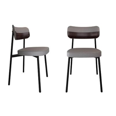 Cadeira Alloa Fixa Com 4 Pés 50 X 44,7 X 83,8 Cm Com 2 Unidade Corriente Cinza Claro Courino Café
