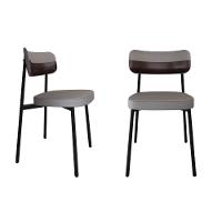 Cadeira Alloa Fixa Com 4 Pés 50 X 44,7 X 83,8 Cm Com 2 Unidade Corriente Cinza Claro Courino Café - 1