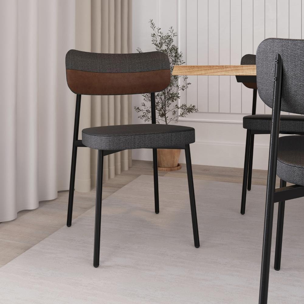 Cadeira Alloa Fixa Com 4 Pés 50 X 44,7 X 83,8 Cm Com 1 Unidade - Corriente Grafite Courino Wk - Preto Epoxi - 2