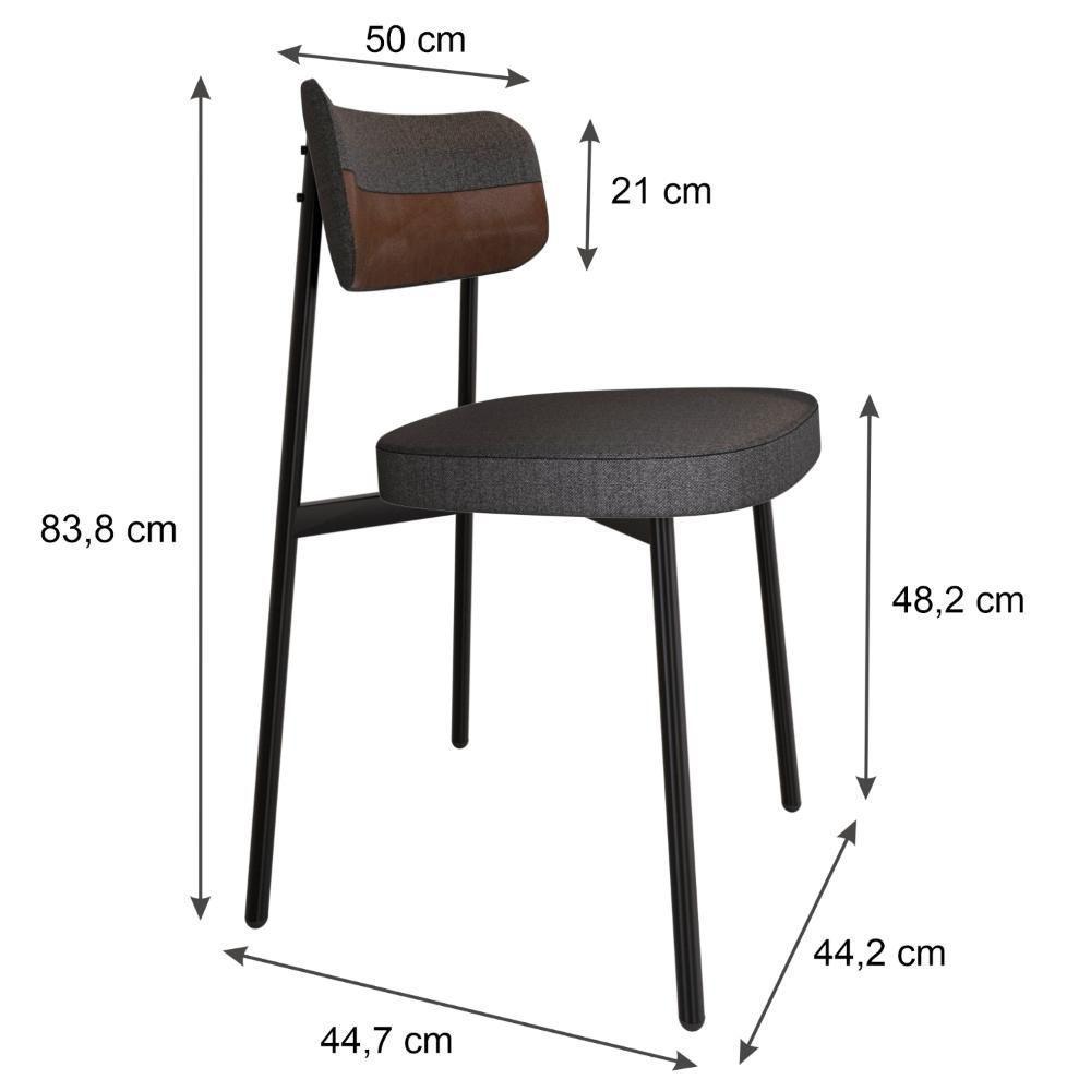 Cadeira Alloa Fixa Com 4 Pés 50 X 44,7 X 83,8 Cm Com 1 Unidade - Corriente Grafite Courino Wk - Preto Epoxi - 6