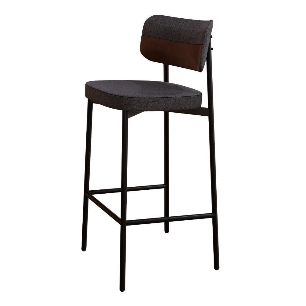 Banqueta Alloa Fixa Com 4 Pés 50 X 44,7 X 103,5 Mm - Corriente Grafite Courino Wk - Preto Epoxi - 1