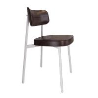 2 Unidades Cadeira Alloa Fixa Com 4 Pés 50 X 44,7 X 83,8 Cm Pés Brancos - Courino Café - Branco Epoxi Courino Café - 6