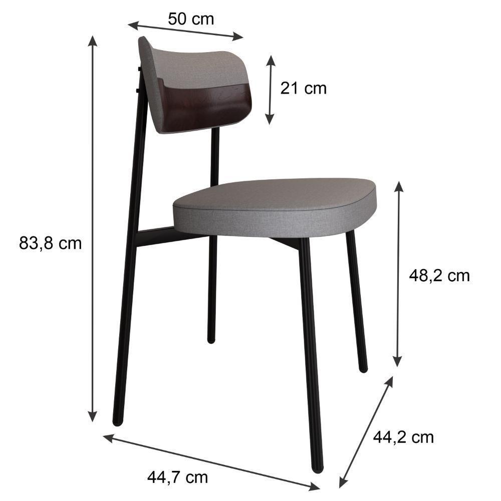Cadeira Alloa Fixa Com 4 Pés 50 X 44,7 X 83,8 Cm Com 1 Unidade Corriente Cinza Claro Courino Café - 6