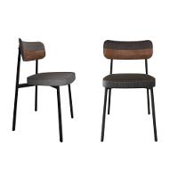 2 Unidades Cadeira Alloa Fixa Com 4 Pés 50 X 44,7 X 83,8 Cm - Corriente Grafite Courino Wk - Preto Epoxi - 1