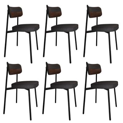 6 Unidades Cadeira Alloa Fixa Com 4 Pés 50 X 44,7 X 83,8 Cm - Corriente Grafite Courino Wk - Preto Epoxi