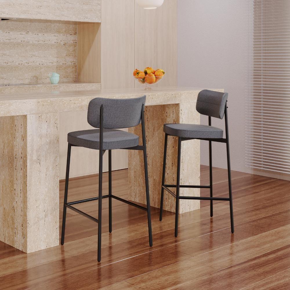 Banqueta Alta Alloa Corriente Cinza Estrutura Preta - 2