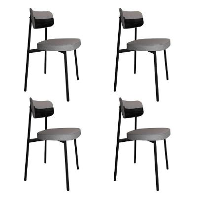 Cadeira Alloa Fixa Com 4 Pés 50 X 44,7 X 83,8 Cm Com 4 Unidade Corriente Cinza Claro Courino Preto