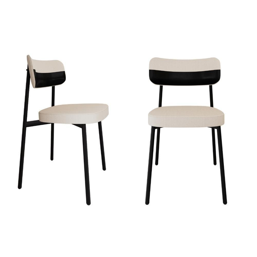 Cadeira Alloa Fixa Com 4 Pés 50 X 44,7 X 83,8 Cm Com 2 Unidade Corriente Palha Courino Preto - 1