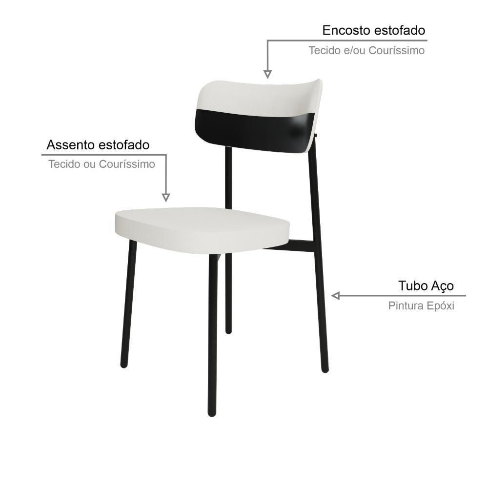 Cadeira Alloa Fixa Com 4 Pés 50 X 44,7 X 83,8 Cm Com 2 Unidade Corriente Palha Courino Preto - 4