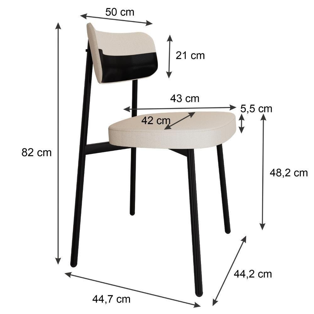Cadeira Alloa Fixa Com 4 Pés 50 X 44,7 X 83,8 Cm Com 2 Unidade Corriente Palha Courino Preto - 7