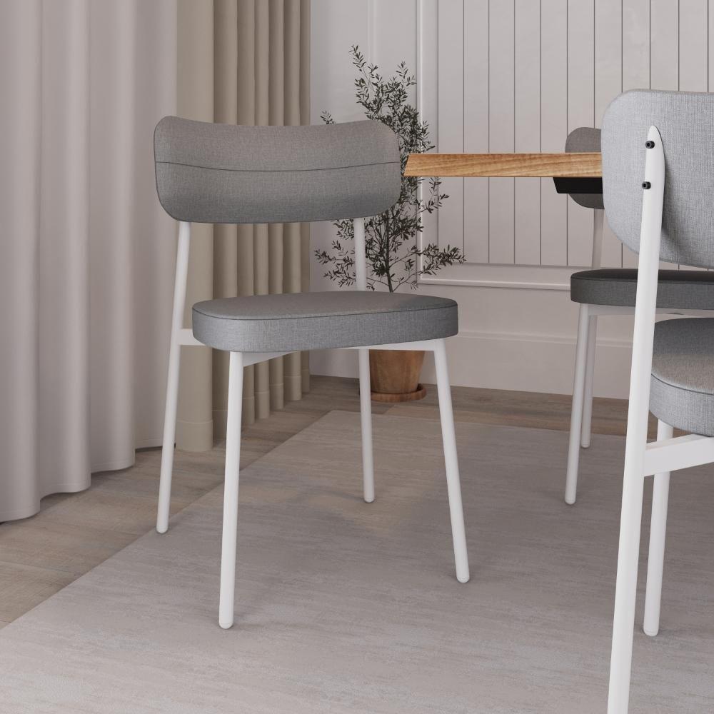 Cadeira Alloa Fixa Com 4 Pés 50 X 44,7 X 83,8 Cm Com 2 Unidade Corriente Cinza Claro - 3