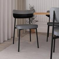 Cadeira Alloa Fixa Com 4 Pés 50 X 44,7 X 83,8 Cm Com 4 Unidade Corriente Cinza Courino Preto - 3