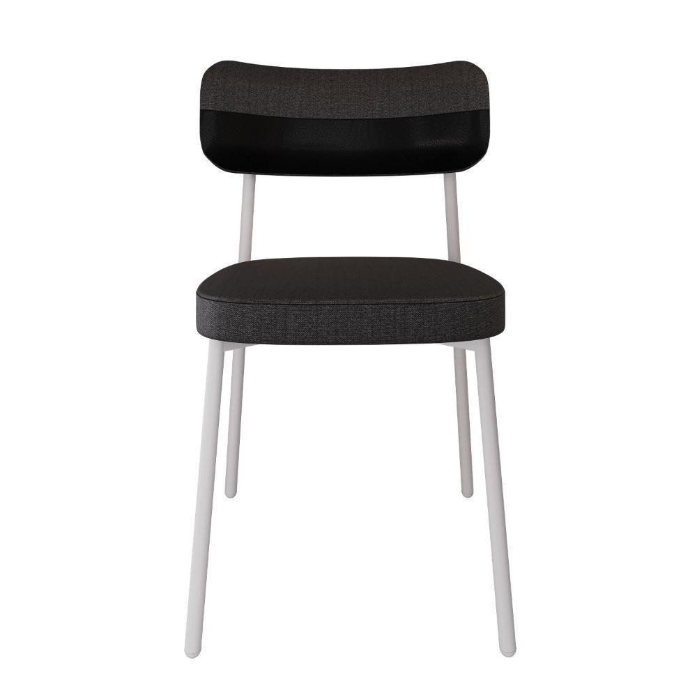 Cadeira Alloa Fixa Com 4 Pés 50 X 44,7 X 83,8 Cm Com 1 Unidade Pés Brancos - Corriente Grafite Courino Pt - Branco Epoxi - 4