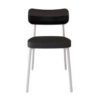 Cadeira Alloa Fixa Com 4 Pés 50 X 44,7 X 83,8 Cm Com 1 Unidade Pés Brancos - Corriente Grafite Courino Pt - Branco Epoxi