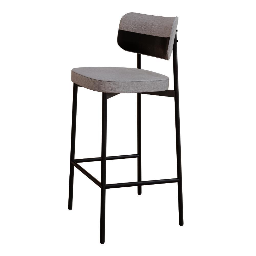 Banqueta Alloa Fixa Com 4 Pés 50 X 44,7 X 103,5 Mm Com 1 Unidade Corriente Cinza Claro Courino Preto - 1