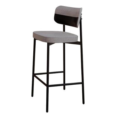 Banqueta Alloa Fixa Com 4 Pés 50 X 44,7 X 103,5 Mm Com 1 Unidade Corriente Cinza Claro Courino Preto
