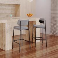 Banqueta Alloa Fixa Com 4 Pés 50 X 44,7 X 103,5 Mm Com 1 Unidade Corriente Cinza Claro Courino Preto - 2