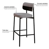 Banqueta Alloa Fixa Com 4 Pés 50 X 44,7 X 103,5 Mm Com 1 Unidade Corriente Cinza Claro Courino Preto - 3