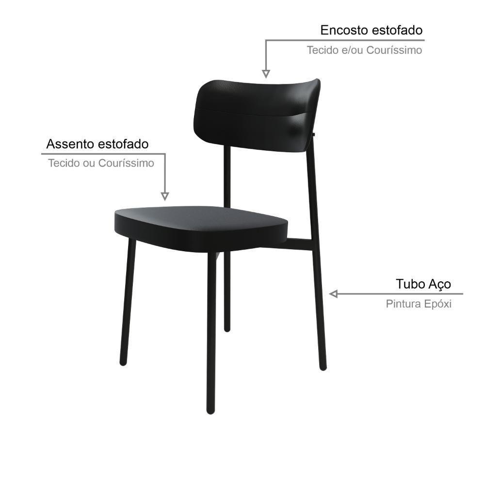 Cadeira Alloa Fixa Com 4 Pés 50 X 44,7 X 83,8 Cm Com 2 Unidade Courino Preto - 5