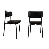 Cadeira Alloa Fixa Com 4 Pés 50 X 44,7 X 83,8 Cm Com 2 Unidade Courino Preto - 1