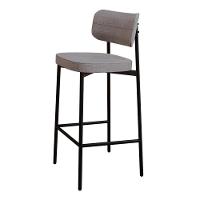 Banqueta Alta Alloa Corriente Cinza Claro Estrutura Preta - 1