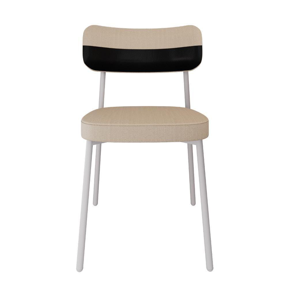 Cadeira Alloa Fixa Com 4 Pés 50 X 44,7 X 83,8 Cm Com 1 Unidade Corriente Areia Courino Preto - 4