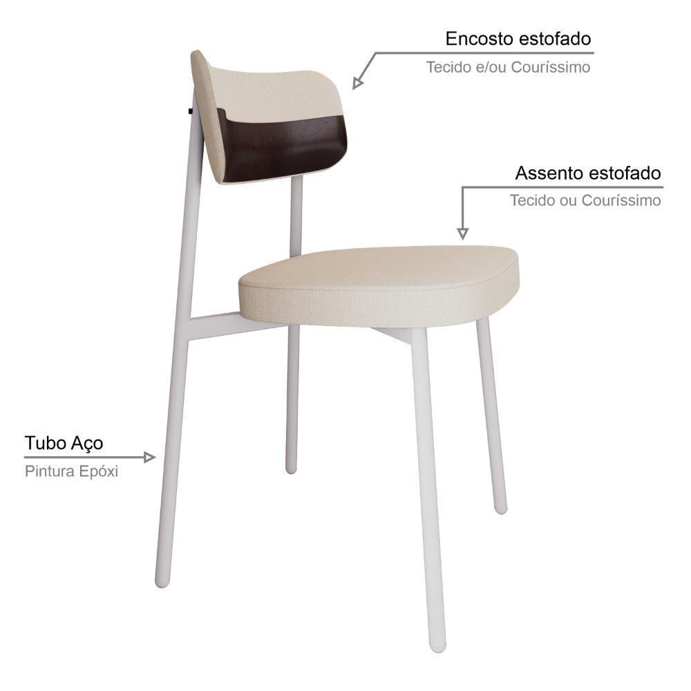 Conjunto 2 Cadeiras De Jantar Alloa Corriente Palha Courino Café Estrutura Branca - 4