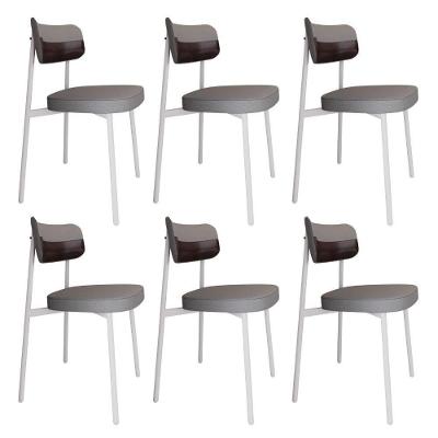 Cadeira Alloa Fixa Com 4 Pés 50 X 44,7 X 83,8 Cm Com 6 Unidade Corriente Cinza Claro Courino Café