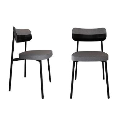 Conjunto 2 Cadeiras De Jantar Alloa Corriente Cinza Courino Preto Estrutura Preta