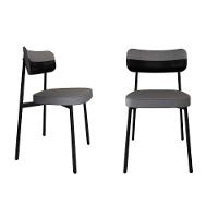 Conjunto 2 Cadeiras De Jantar Alloa Corriente Cinza Courino Preto Estrutura Preta - 1