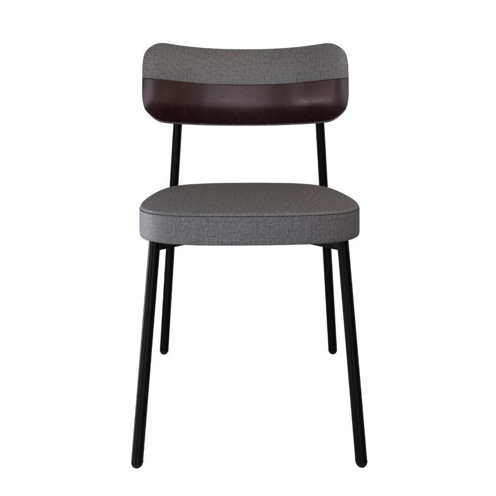 Conjunto 2 Cadeiras De Jantar Alloa Corriente Cinza Courino Café Estrutura Preta - 5