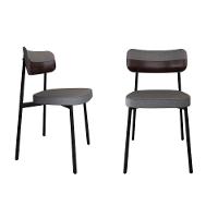 Conjunto 2 Cadeiras De Jantar Alloa Corriente Cinza Courino Café Estrutura Preta - 1