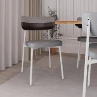 Cadeira Alloa Fixa Com 4 Pés 50 X 44,7 X 83,8 Cm Com 4 Unidade Corriente Cinza Claro Courino Café - 3