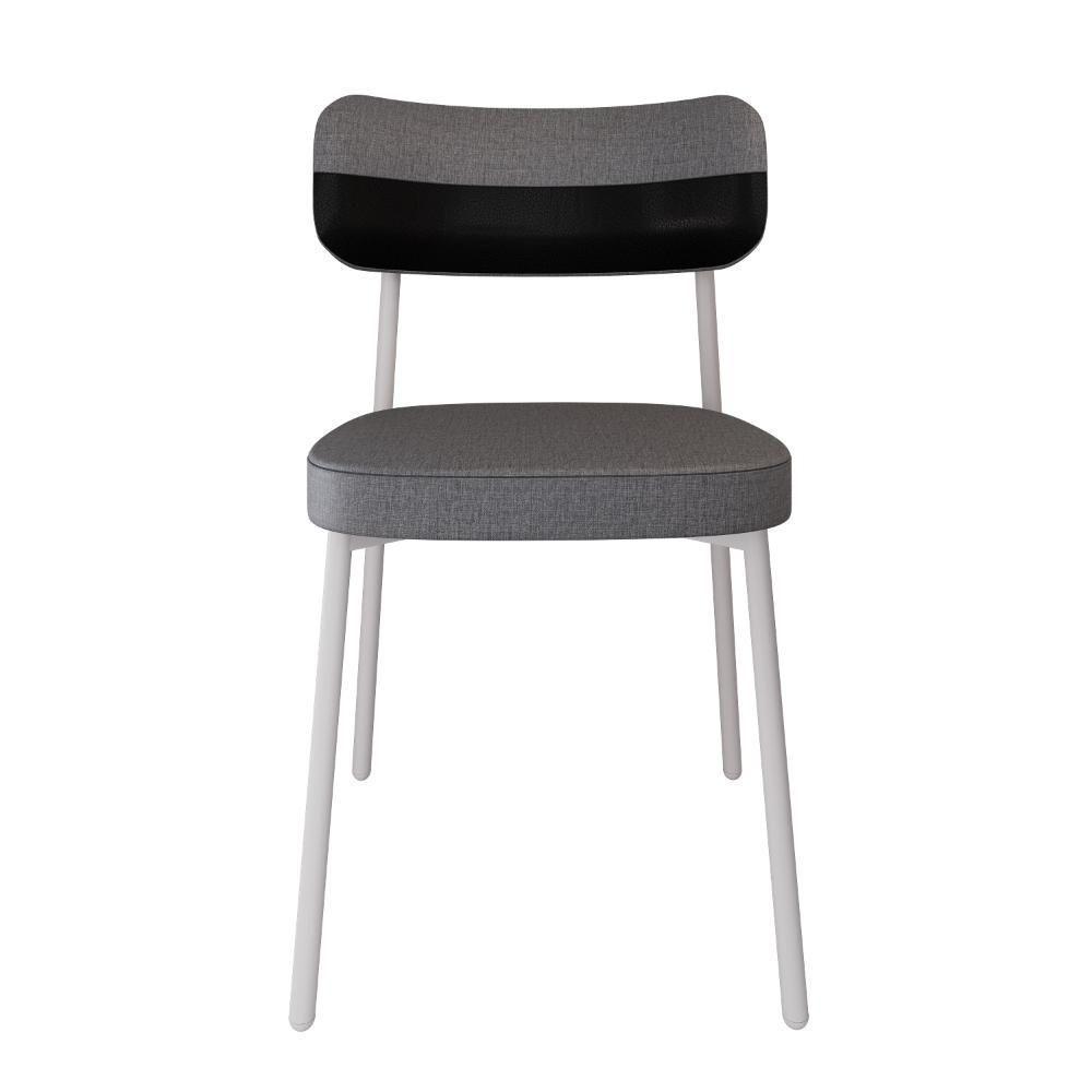Cadeira Alloa Fixa Com 4 Pés 50 X 44,7 X 83,8 Cm Com 4 Unidade Corriente Cinza Courino Preto - 5