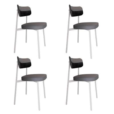 Cadeira Alloa Fixa Com 4 Pés 50 X 44,7 X 83,8 Cm Com 4 Unidade Corriente Cinza Courino Preto
