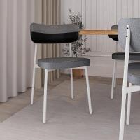 Cadeira Alloa Fixa Com 4 Pés 50 X 44,7 X 83,8 Cm Com 4 Unidade Corriente Cinza Courino Preto - 3