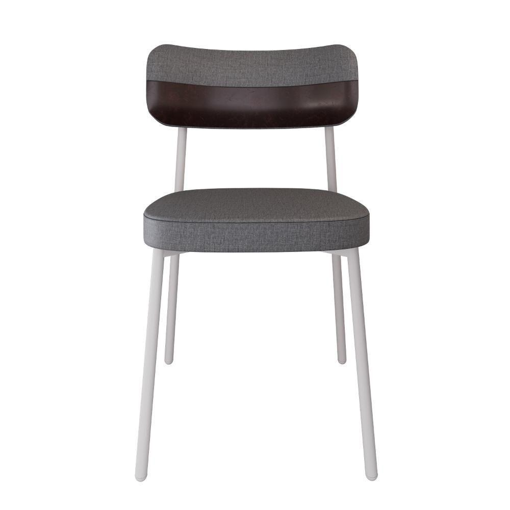 Conjunto 2 Cadeiras De Jantar Alloa Corriente Cinza Courino Café Estrutura Branca - 6