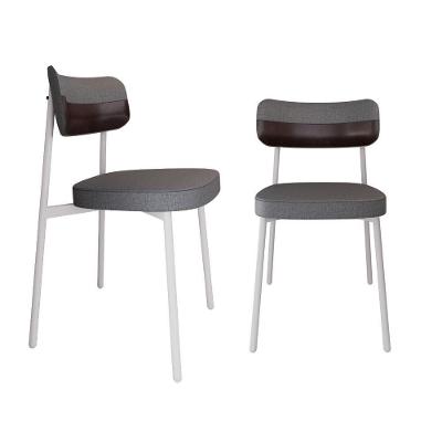 Conjunto 2 Cadeiras De Jantar Alloa Corriente Cinza Courino Café Estrutura Branca