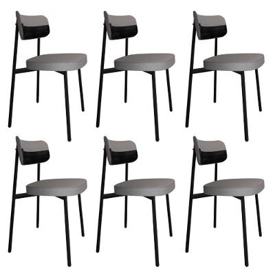 Cadeira Alloa Fixa Com 4 Pés 50 X 44,7 X 83,8 Cm Com 6 Unidade Corriente Cinza Claro Courino Preto