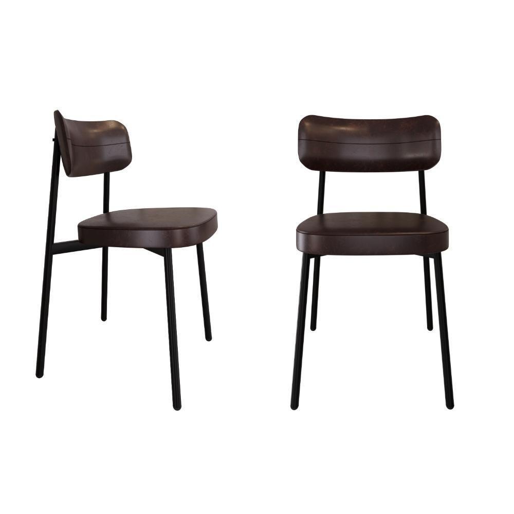 Cadeira Alloa Fixa Com 4 Pés 50 X 44,7 X 83,8 Cm Com 2 Unidade Courino Café - 1