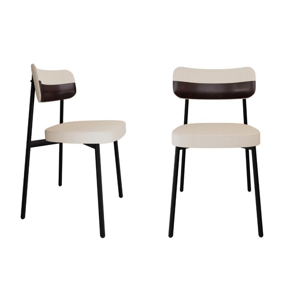 Cadeira Alloa Fixa Com 4 Pés 50 X 44,7 X 83,8 Cm Com 2 Unidade Corriente Palha Courino Café - 1