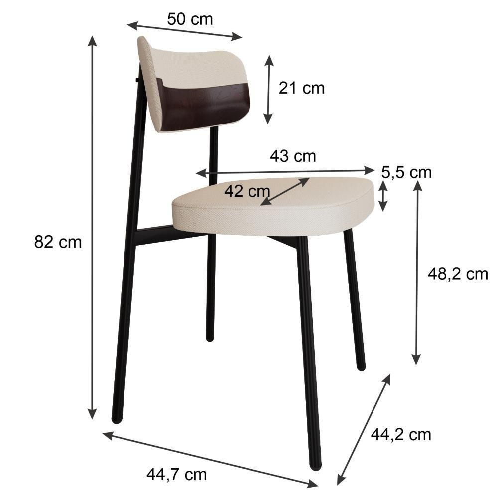 Cadeira Alloa Fixa Com 4 Pés 50 X 44,7 X 83,8 Cm Com 2 Unidade Corriente Palha Courino Café - 7