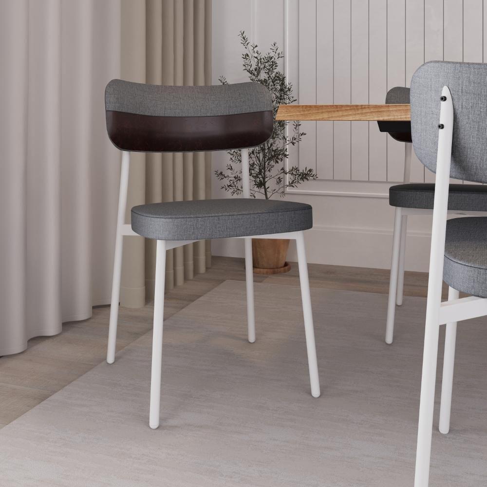 Cadeira Alloa Fixa Com 4 Pés 50 X 44,7 X 83,8 Cm Com 4 Unidade Corriente Cinza Courino Café - 3