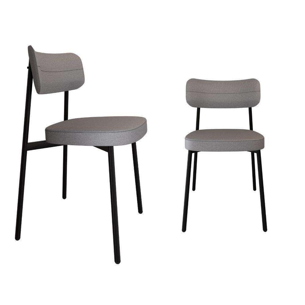 Cadeira Alloa Fixa Com 4 Pés 50 X 44,7 X 83,8 Cm Com 2 Unidade Corriente Cinza Claro - 1