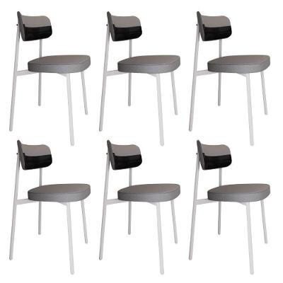 Cadeira Alloa Fixa Com 4 Pés 50 X 44,7 X 83,8 Cm Com 6 Unidade Corriente Cinza Claro Courino Preto