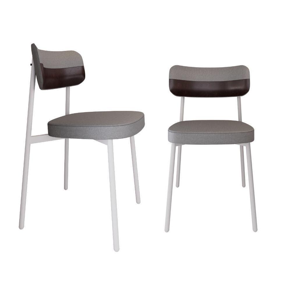 Cadeira Alloa Fixa Com 4 Pés 50 X 44,7 X 83,8 Cm Com 2 Unidade Corriente Cinza Claro Courino Café - 1