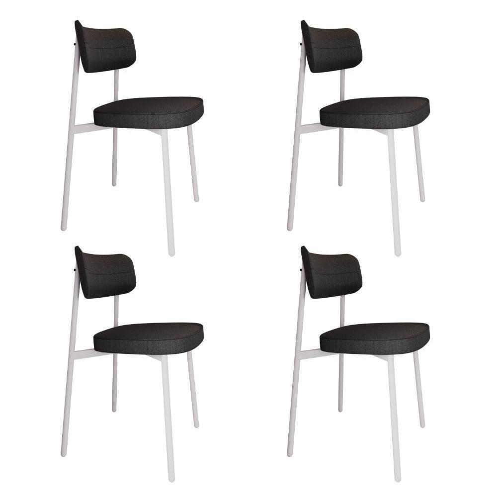 4 Unidades Cadeira Alloa Fixa Com 4 Pés 50 X 44,7 X 83,8 Cm Pés Brancos - Corriente Grafite - Branco Epoxi - 1